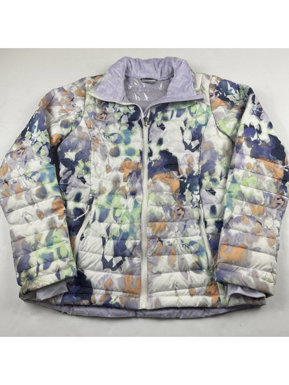 Columbia Omni Heat Puffer  Jacket Women’s S Faux Fur Collar Full Zip Colorful